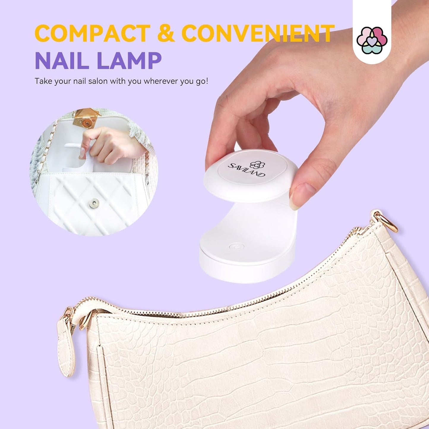 Saviland Mini Nail Lamp, Quick-Dry Gel Nail Lamp 16W, Portable U V Light for Easy and Fast Nail Extension, U V LED Curing Lamp for Manicure Starters DIY Nail Art