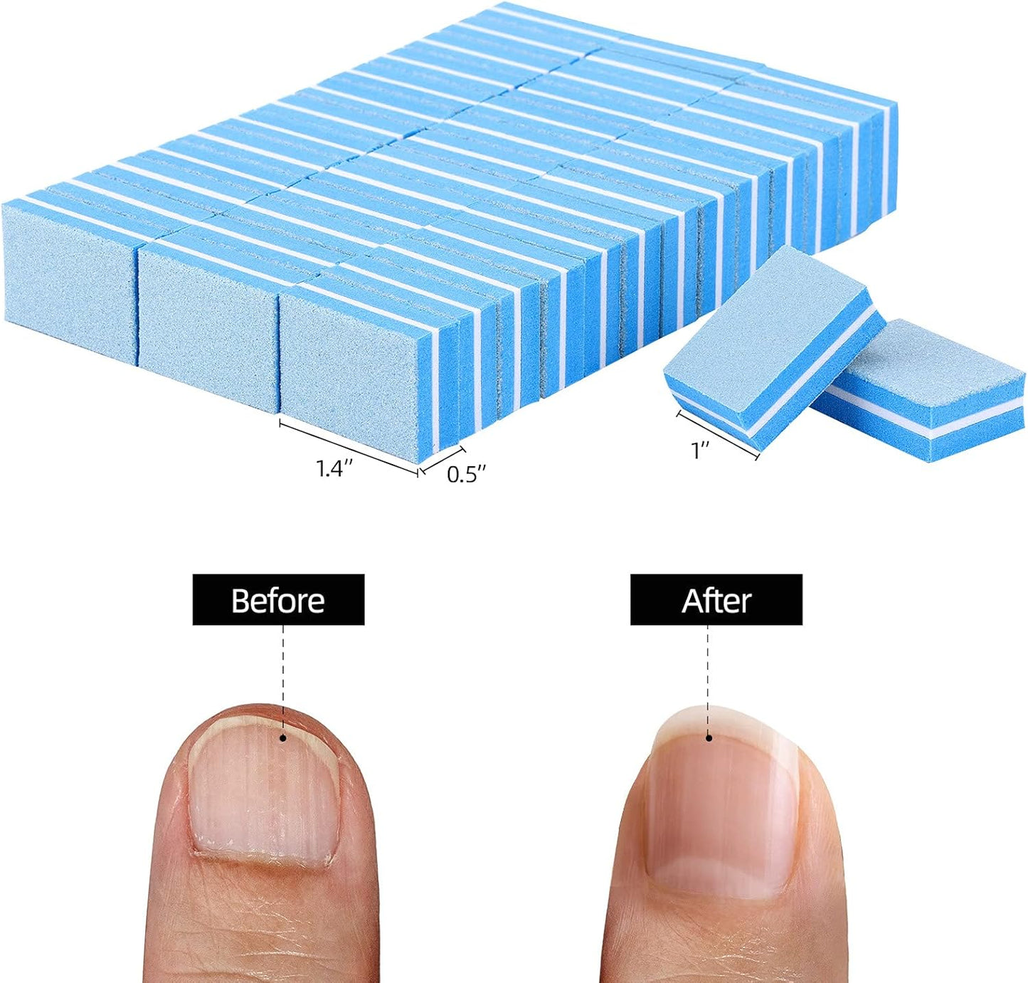100 Pcs Mini Buffers for Nails 180/100 Grit Buffer for Acrylic Nails for Nail Care(Blue)