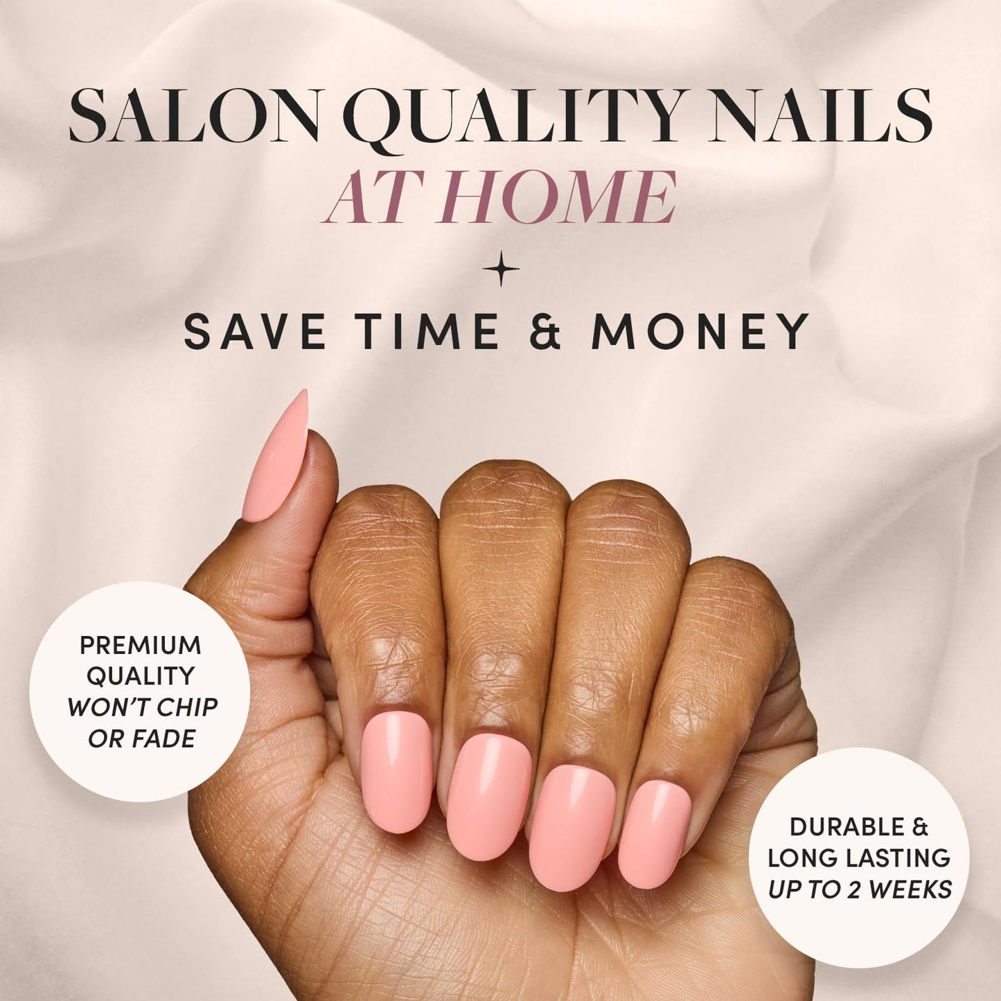 Glamnetic Press On Nails - Peach Coral | Short Round Orange Fake Nails with Glossy Finish, Salon Quality | 15 Sizes - 30 Nail Kit with Glue