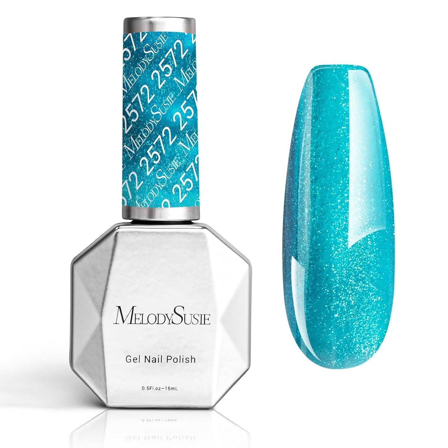 MelodySusie Blue Shimmer Glitter Gel Nail Polish,0.5fl oz Soak Off UV LED Translucent Jelly Glitter Blue Gel Polish Gift for Women Nail Art Manicure Salon DIY Nail Design Decoration at Home-2572