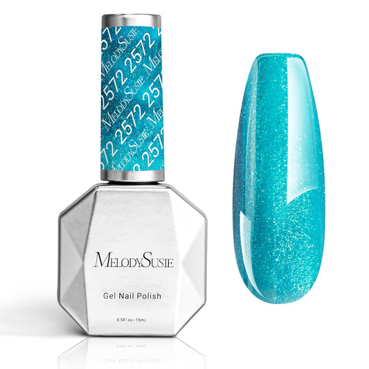 MelodySusie Blue Shimmer Glitter Gel Nail Polish,0.5fl oz Soak Off UV LED Translucent Jelly Glitter Blue Gel Polish Gift for Women Nail Art Manicure Salon DIY Nail Design Decoration at Home-2572