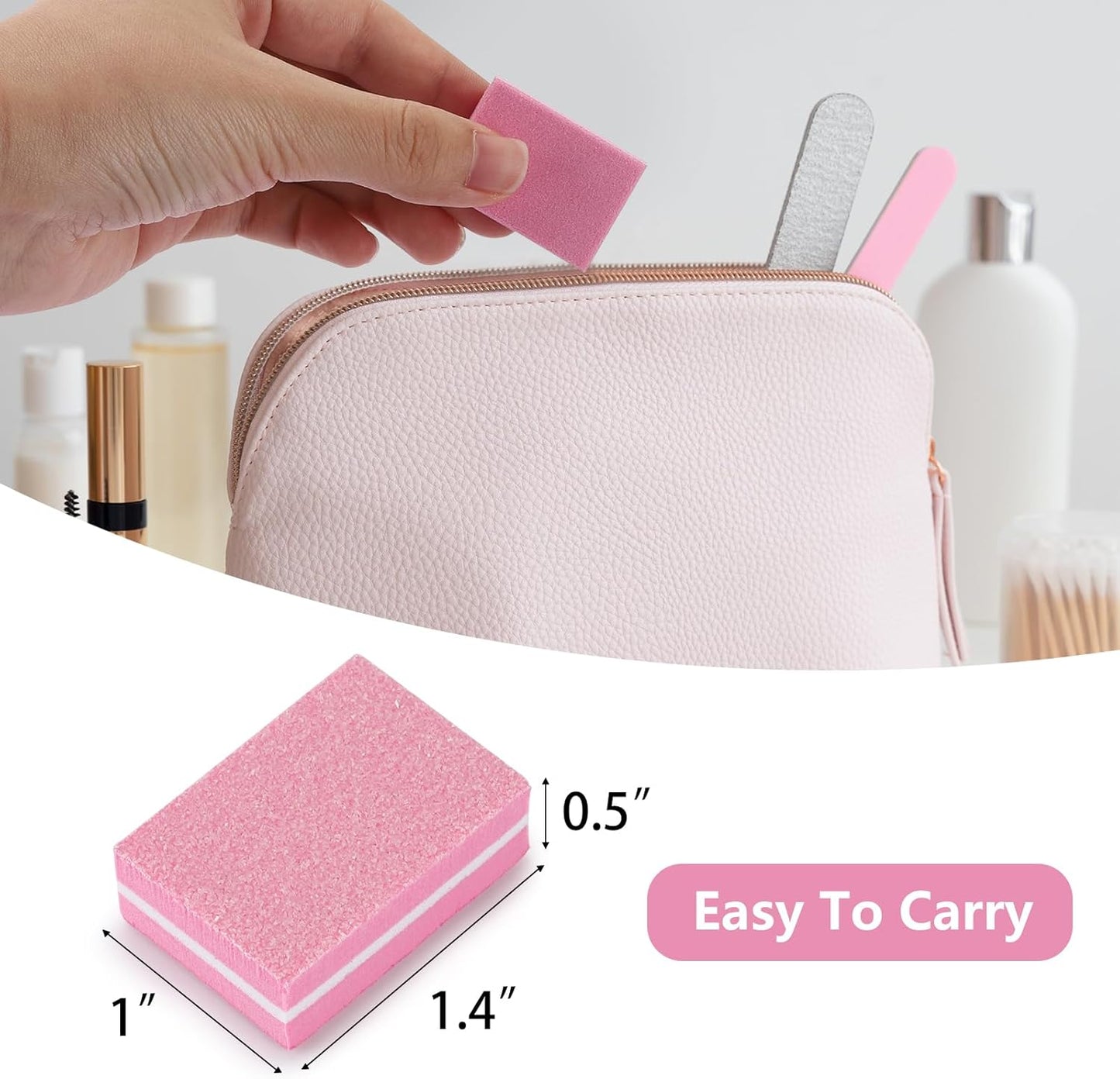 Nail Buffers 150 Pcs Mini Nail Buffer for Natural Nails 100/180 Grit Buffers for Nails Polishing(Pink)