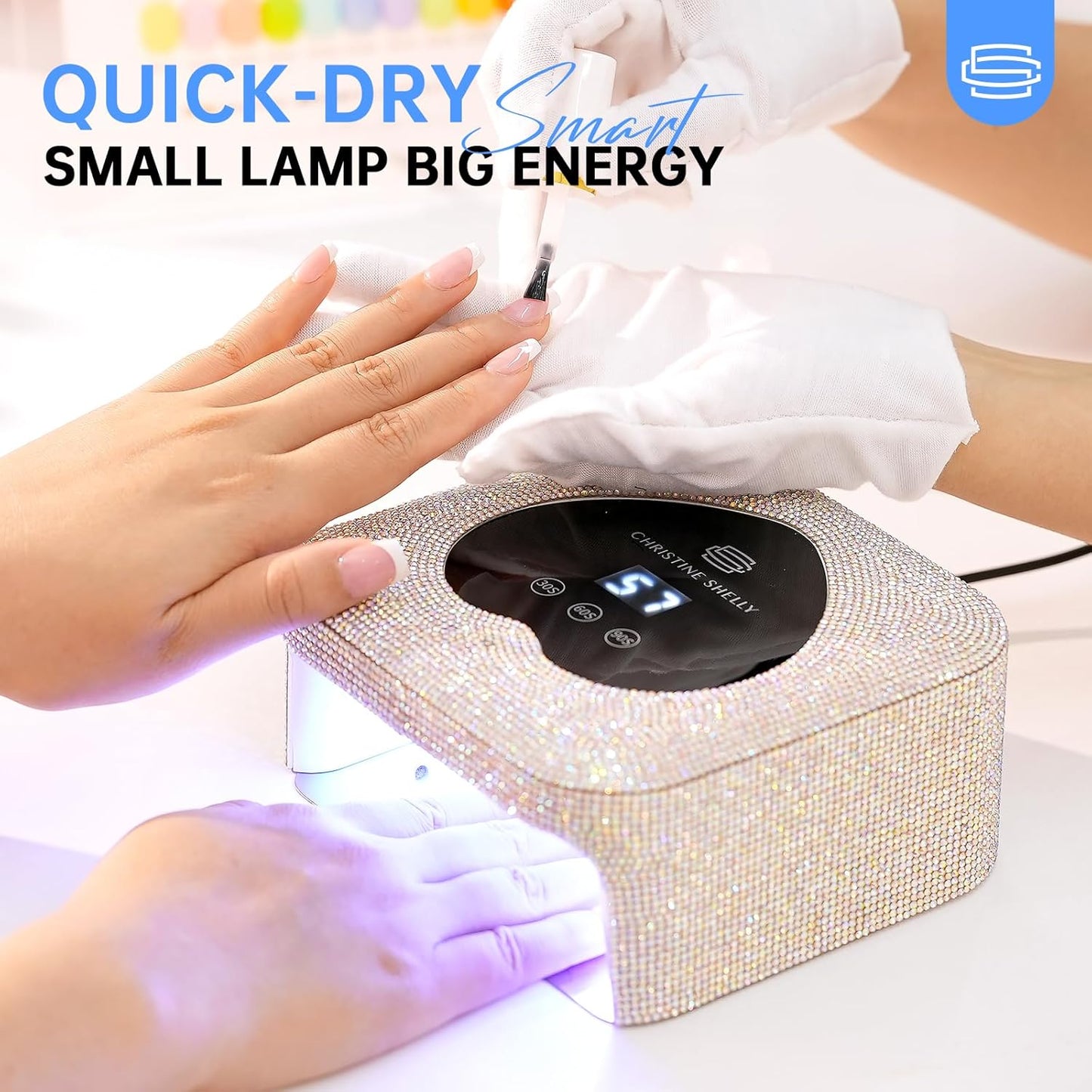 UV Nail Lamp, CHRISTINE SHELLY UV Light for Gel Nails, 48W Plug-in Mini Diamond Nail Lamp Nail Dryer with Touch Control Auto Sensor and 3 Timer Settings Nail Light Curing Lamp, Home