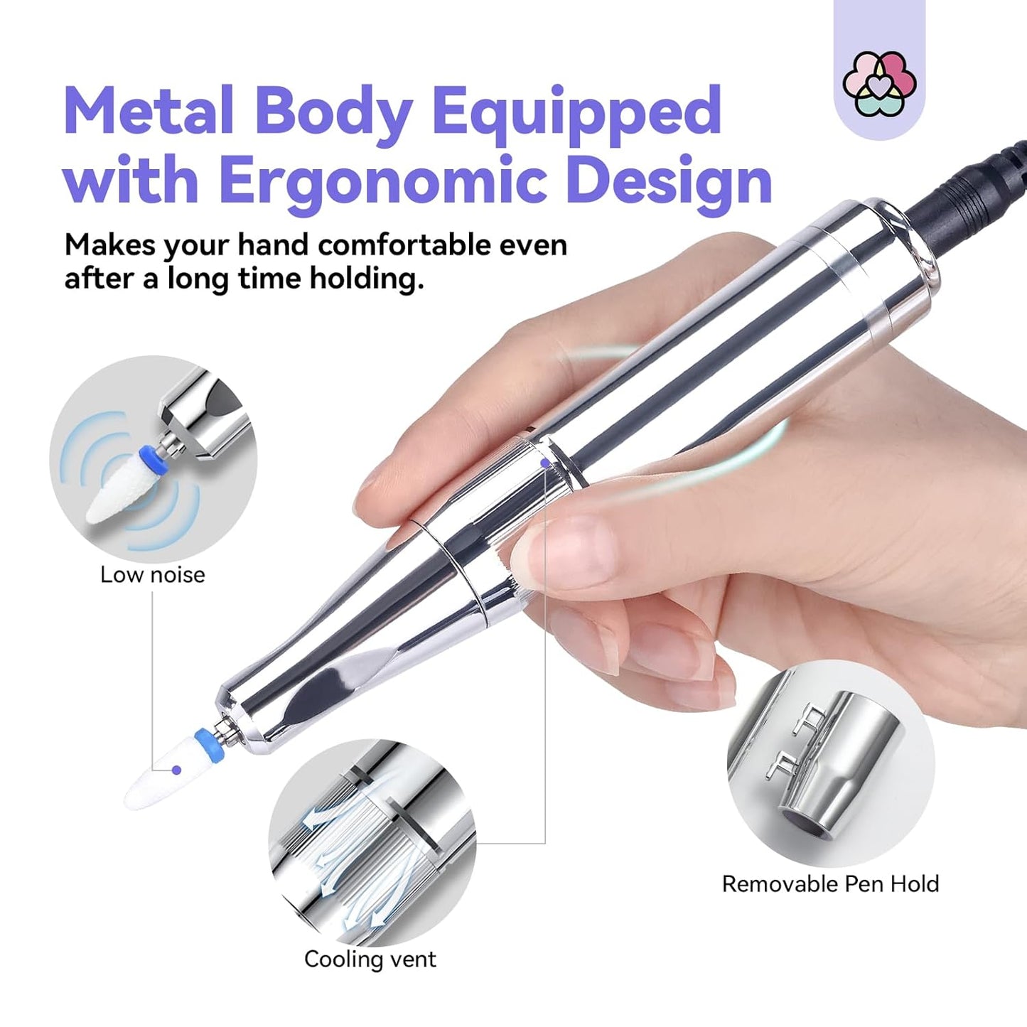 SAVILAND Electric Nail Drill Professional: 2024 Pro Future Tech 40000RPM Nail Drill Kit E File for Acrylic Nails Gel Polish Rechargeable 6000mAh Portable Nail Filer Drill Bits Salon