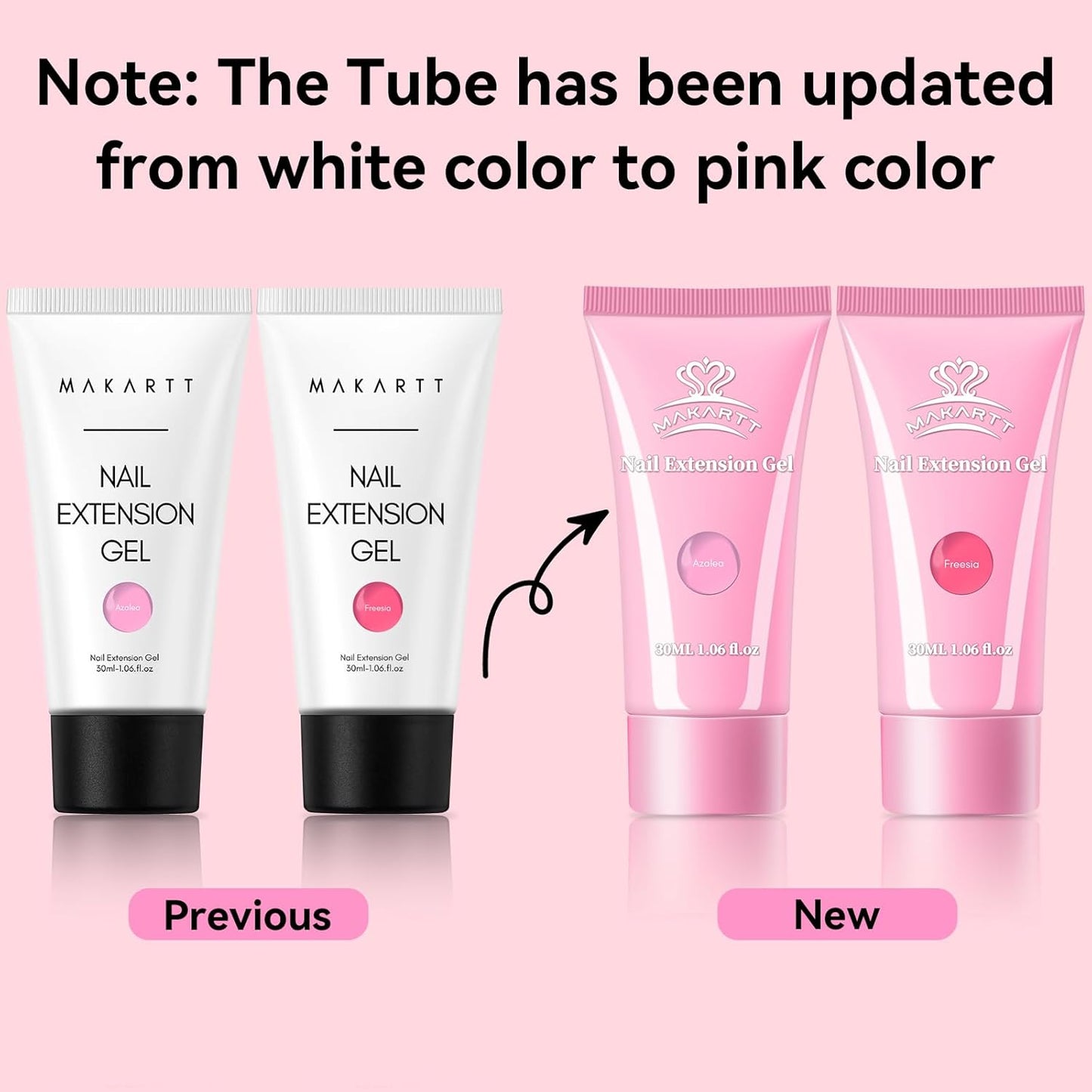 Makartt Poly Nail Gel Set: Sheer & Neon Pink Colors, Strong Builder for Extension Overlay Strengthener 3D Diy, Long-lasting for Nails French Manicures Home Salon-2PCs 30ML