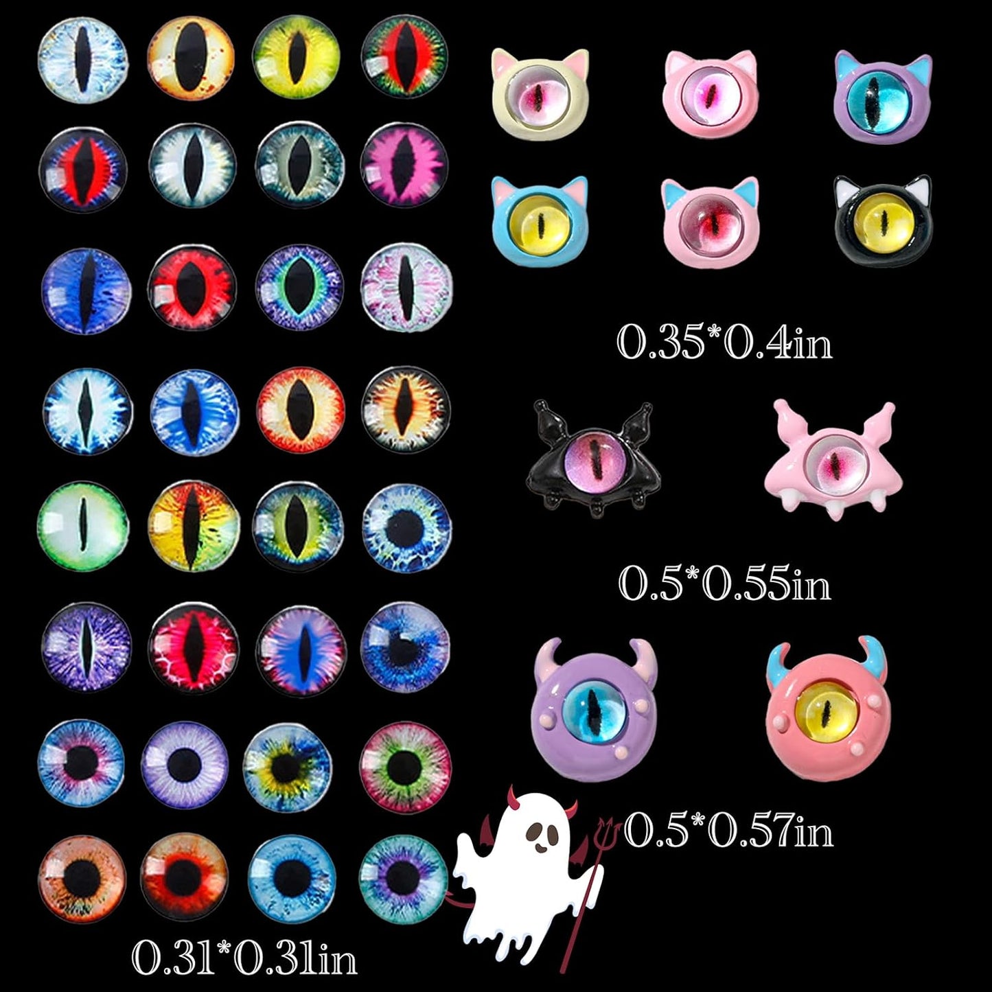 120PCS Devil Eyes 3D Nail Charms for Acrylic Nails,Multiple Colour Alloy Nail Gems Little Devil Nail Accessories, Nail Rhinestones for Nail Art Supplies Manicure Craft DIY