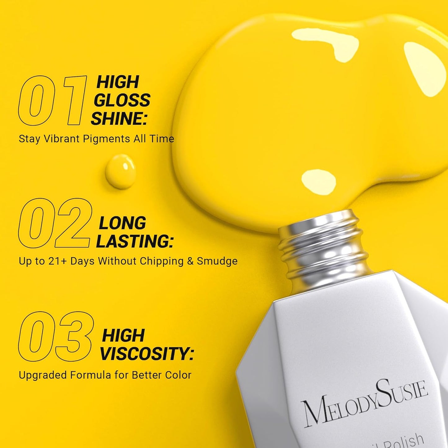 MelodySusie Thick Neon Almond Yellow Gel Nail Polish,0.5fl oz Nails Soak Off UV LED Bright Yellow Gel Polish Gift for Women Nail Art Manicure Salon DIY Nail Design Decoration at Home-302