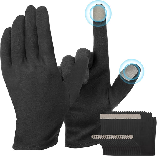 Touch Screen Gloves, Black Cotton Gloves for Dry Hands Sleeping, Moisturizing Gloves Black Gloves Men and Women, 10 Pairs Black Work Gloves for Photography, Coin Handling, Jewelry, Large