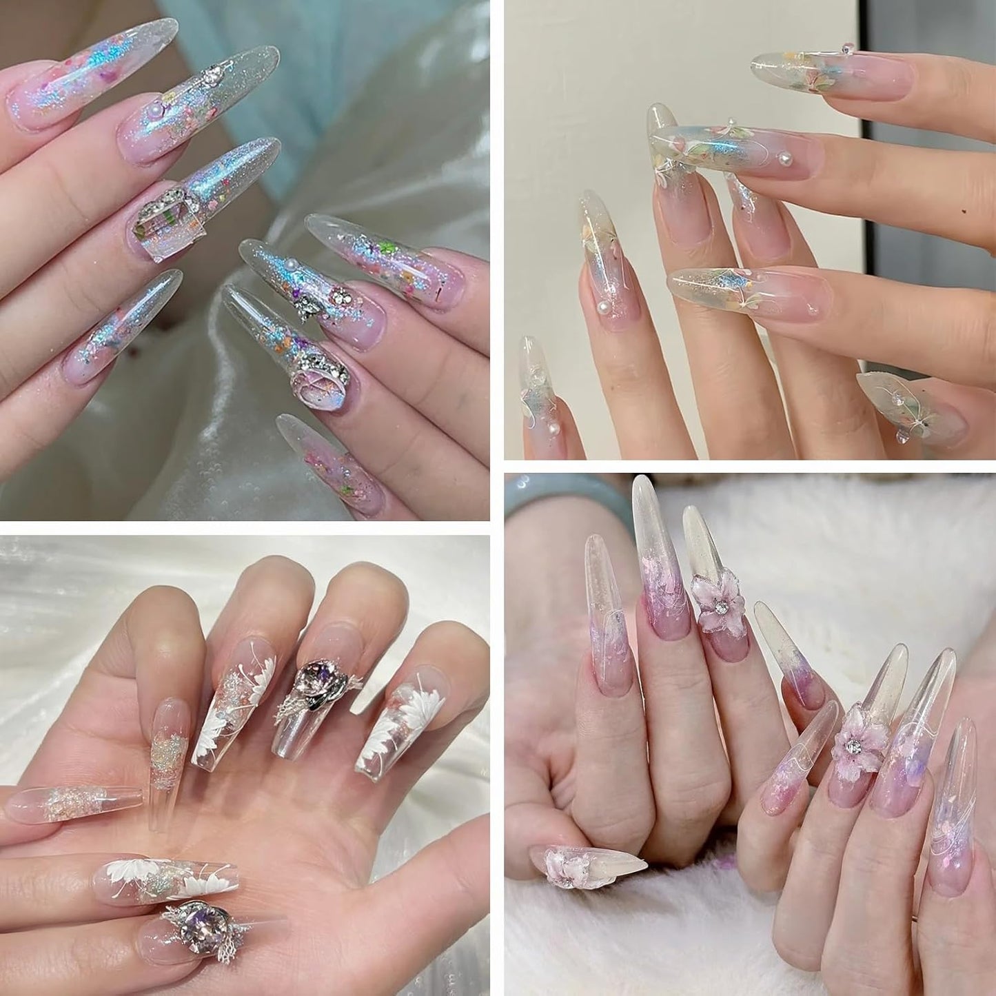 Holographic Mermaid Nail Glitter Foil Sequins 6 Colors Aurora Chameleon Nail Foil Flakes Mud Iridescent Fairy Dust Nail Powder for DIY Paillettes Manicure Nail Art Designs