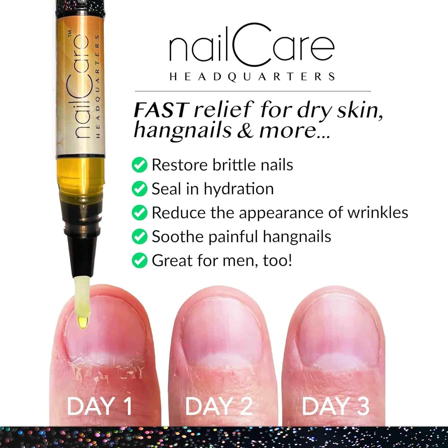 Cuticle Oil Pen for Nails - Nail Strengthener & Growth Serum for Damaged Nails, Hangnails w/Jojoba cuticle oil—Milk & Honey Fragrance - Holographic Glitter Pens 4-Pack (Milk and Honey)