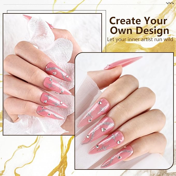 JODSONE 10ml Nail Art Gel Liner Glitter Sliver Gel Nail polish Need U V Lamp Cured with Thin Brush Gift for Girls at Home Salon Design