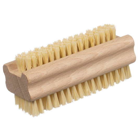 Konex Non-Slip Wooden Two-sided Hand and Nail Brush with Tampico Fiber Bristle. Fingernail brush with Beechwood body and Plant Based Fibers