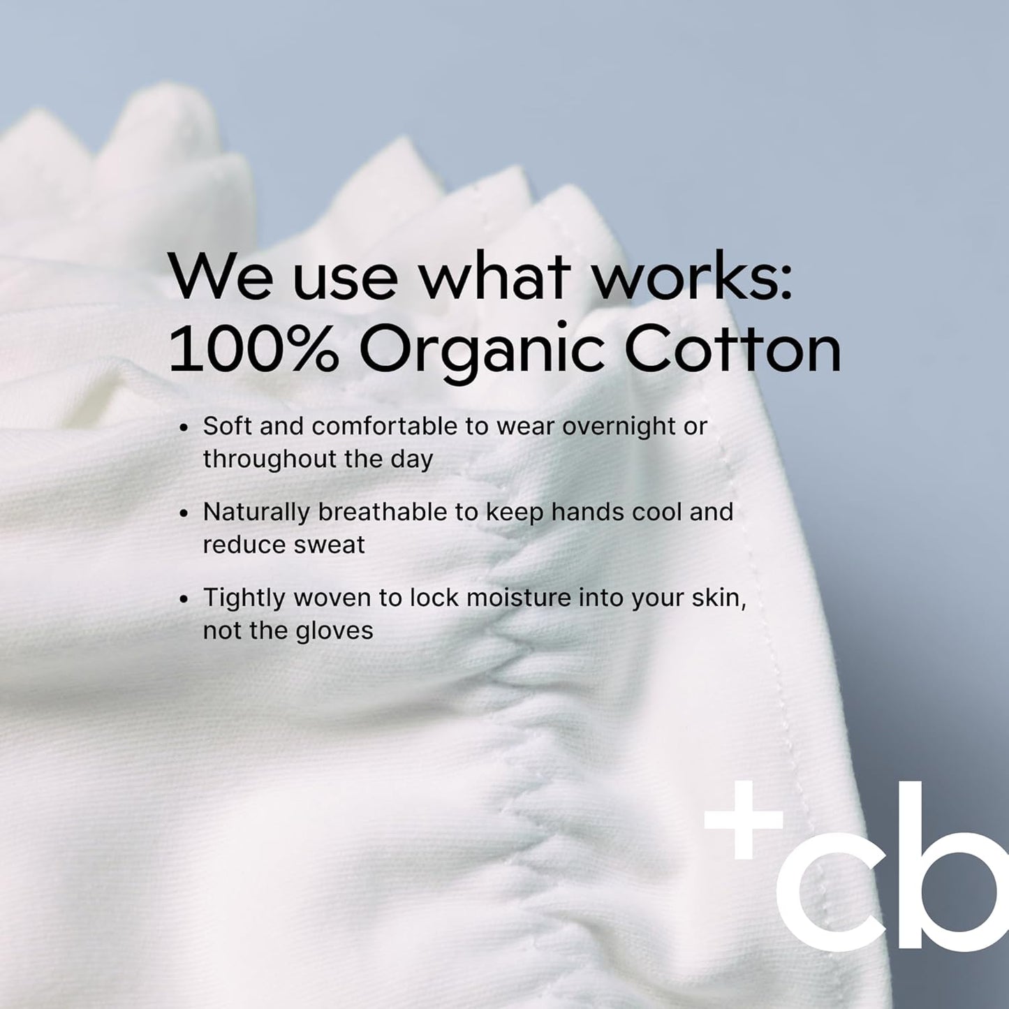 Clearbody Organics Organic Cotton Gloves - 5 Pairs, Large, White - White Cotton Gloves for Sensitive Skin - Hydration Barrier for Dry Hands