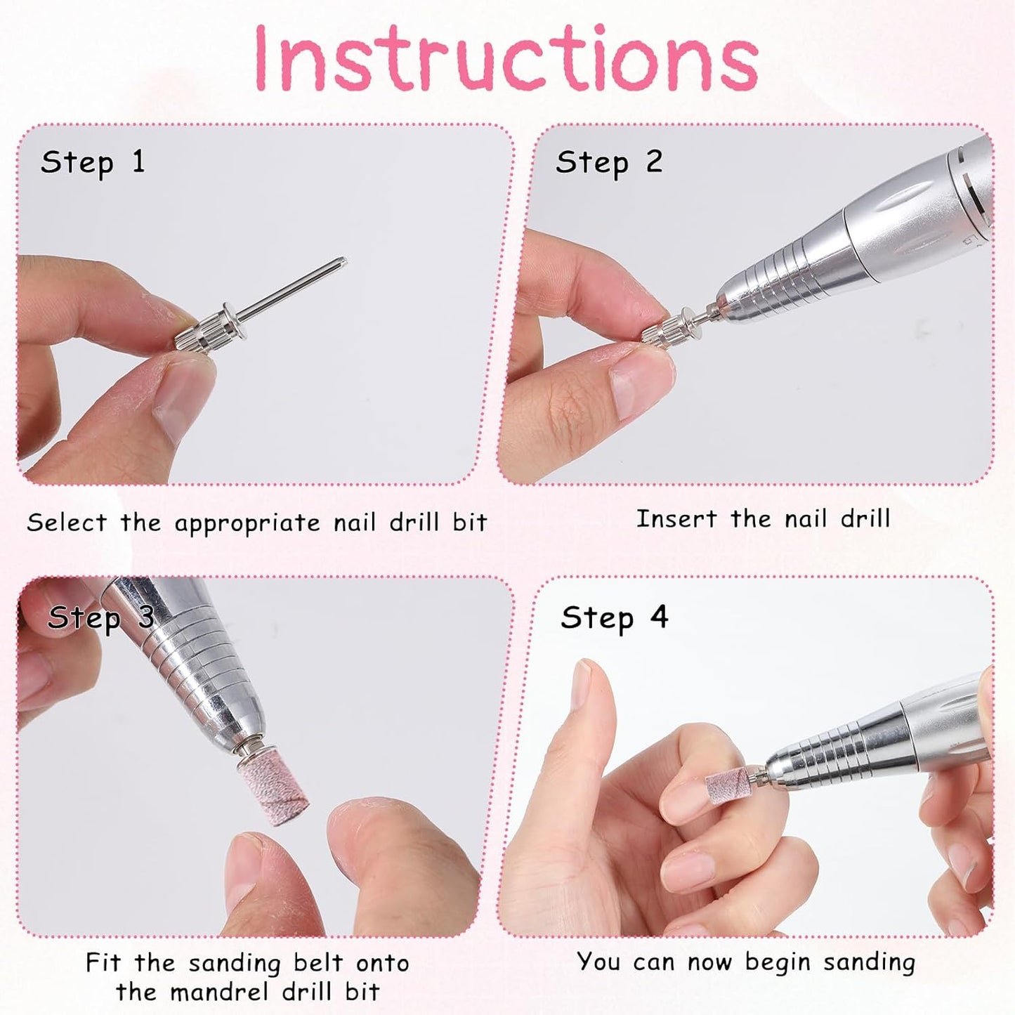 8 PCS Mandrel Nail Drill Bits, Mini Mandrel Nail Bit, Sanding Bands for Drill Shaft 0.12 Inch & 0.23 Inch Small Sanding Bands Bits for Electric File Machine Manicure Accessory