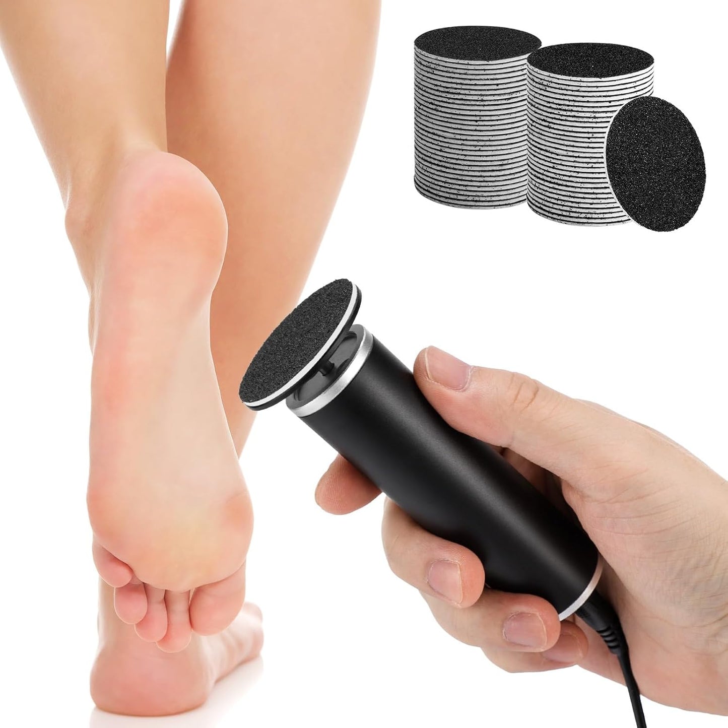 Electric Callus Remover for Feet, Foot File Grinder Tool with Replacement Sandpaper Disk and Nail Drill Bits, Adjustable Speed Foot Sander Pedicure Tools for Men Women Dry Cracked Hard Skin Calluses