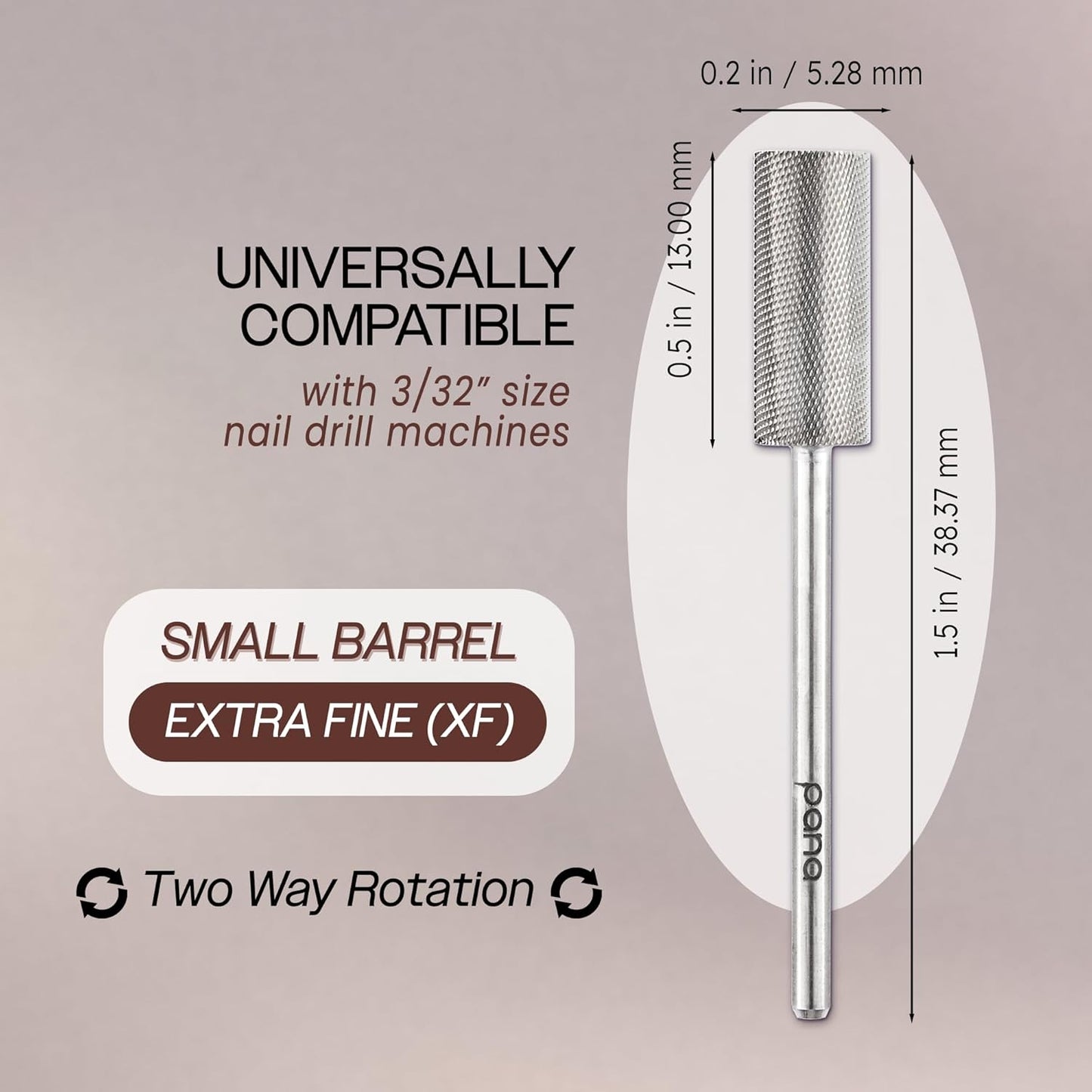 PANA Flat Top Small Barrel 3/32" Shank Size - (Silver, Extra Fine Grit) - Fast remove Acrylic or Hard Gel Nail Drill Bit for Manicure Pedicure Salon Professional or Beginner