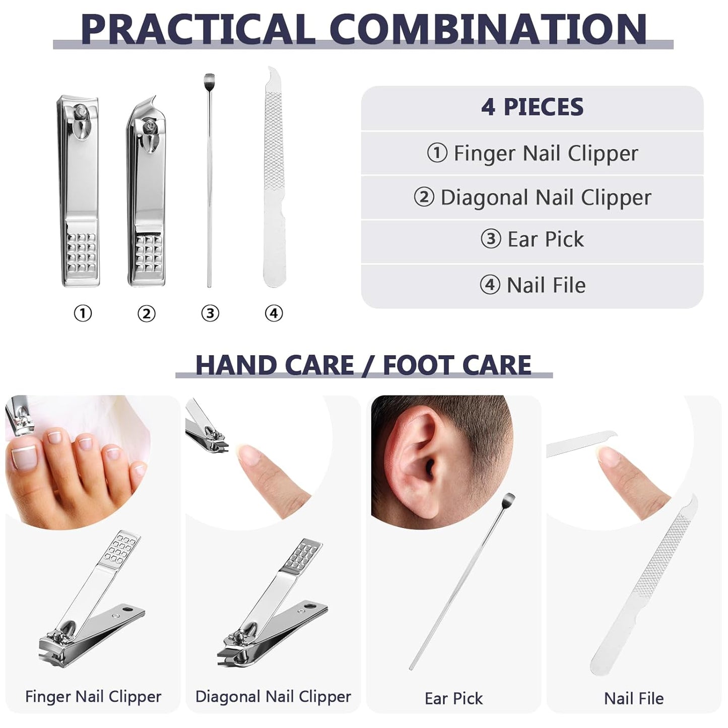 Geosar 12 Sets Manicure Set Nail Clippers Pedicure Kit Stainless Steel Professional Pedicure Set Grooming Kits Nail Care Tools with Luxurious Travel Case for Nail Care(Dark Blue)