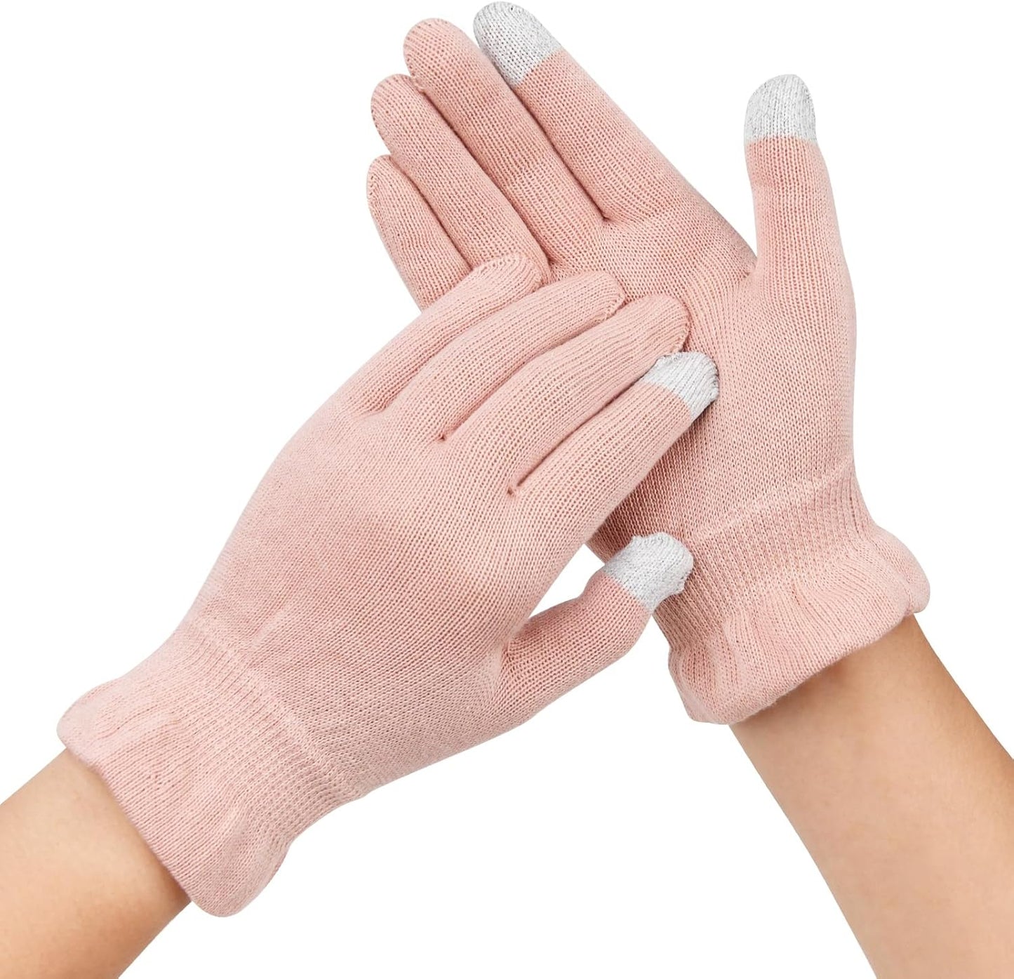 Donfri Cotton Moisturizing Gloves Overnight 2 Pairs Touchscreen Fingers for SPA Dry Hands Hand Care Day and Night Moisturizing (Small-Pink)