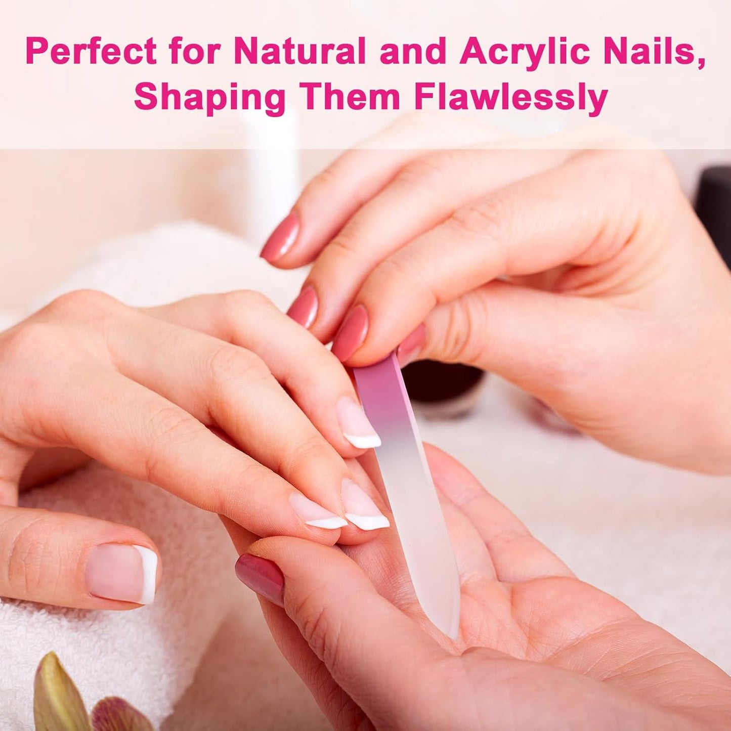 Nail File Glass for Natural Nails，3Pack Double Sided Crystal Nail Filer with Case,Professional Czech Glass Fil Etched Gentle Nail Care Stocking Stuffers for Women or Adults, Unique Gifts(Light Color)