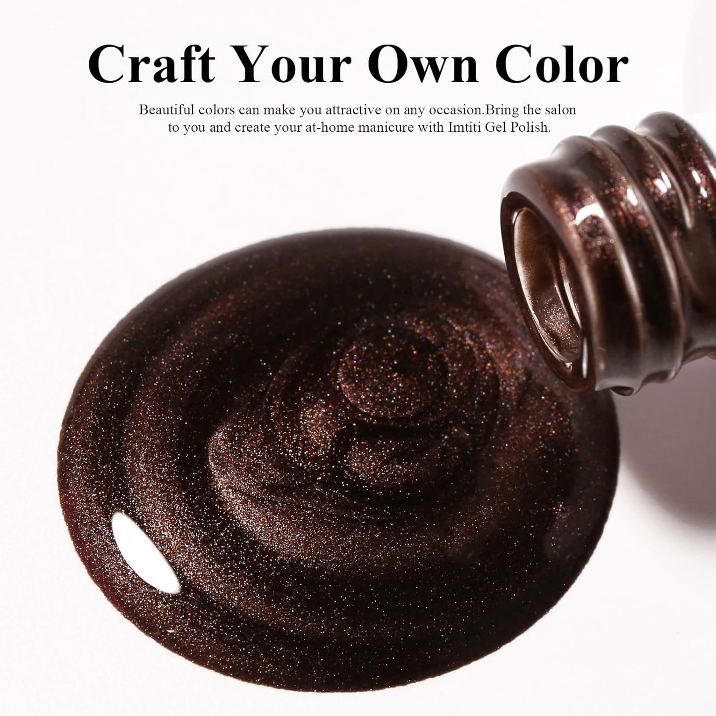 Imtiti Pearl Gel Nail Polish,0.5 Fl Oz Brown Glitter Drawing Gel Polish Shell Thread Shimmer Mermaid Nail Gel Polish Soak Off UV LED for Home DIY Nail Art Manicure Salon