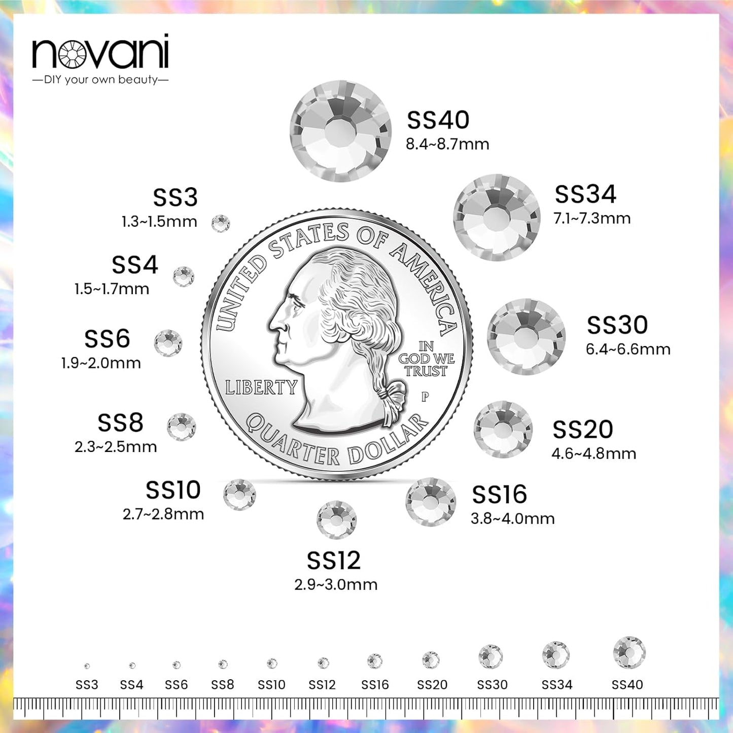Novani Crystal Rhinestones, Flatback Loose Gemstones 288pcs Glass Rhinestones for Clothes Shoes Crafts Makeup Nail Art and DIY Decorations(SS30, Crystal Clear)