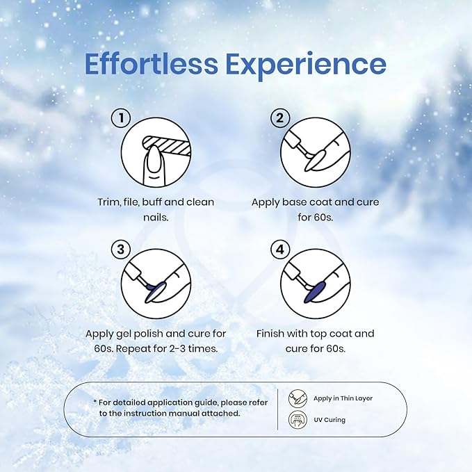 Beetles Winter Gel Polish Set, Glitter Snowflakes Collection Christmas Polish Set, White Glitter Navy Blue Silver Nails Color Gel Soak off UV LED Lamp Gift for Christmas