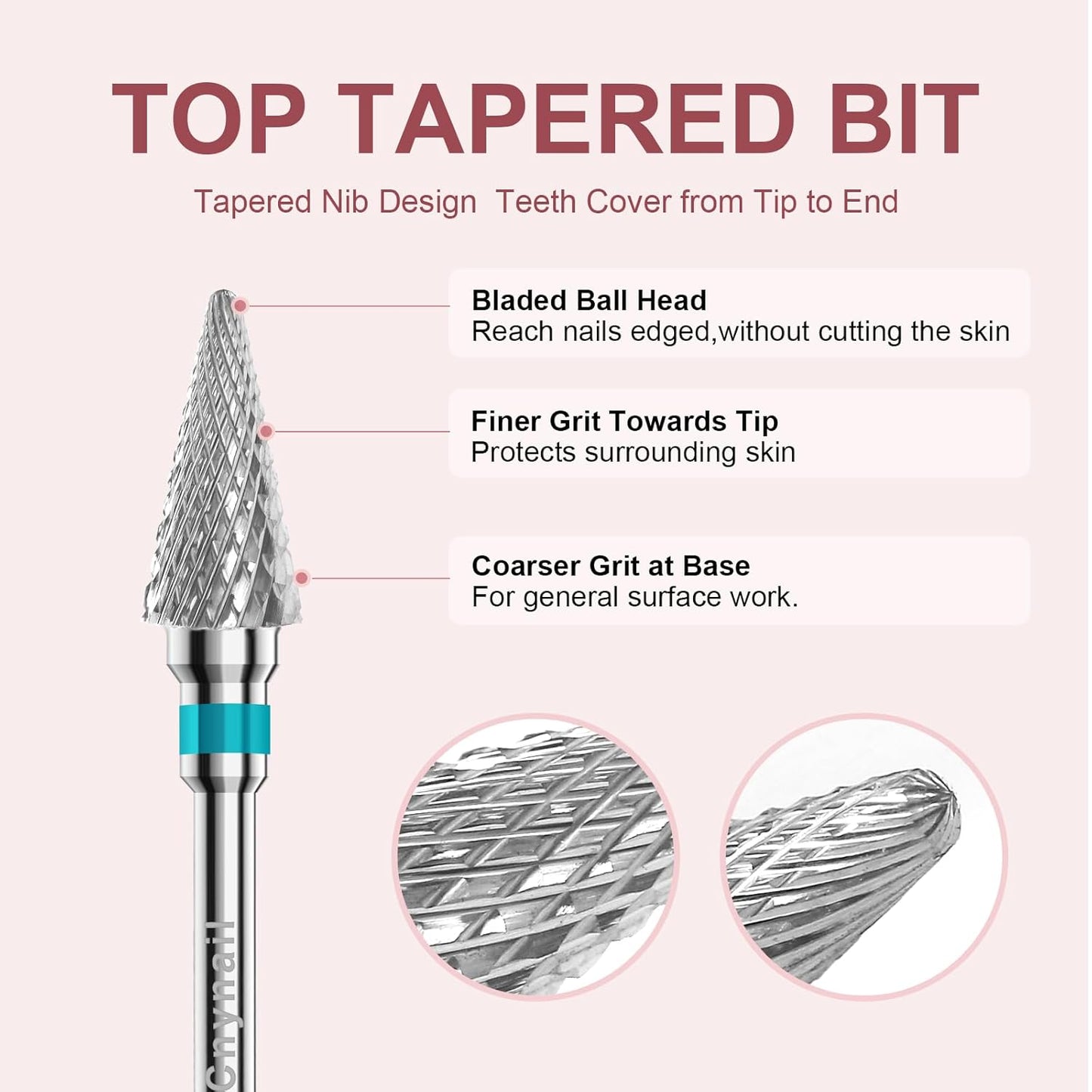 3/32" 2PCS Clean Umberllas Bits Medium Grit Carbide Cuticle Cleaner Bit for Electric Nail Drills – Professional Manicure Tool for Nail Salons and Home Use (M Grit. Silver)