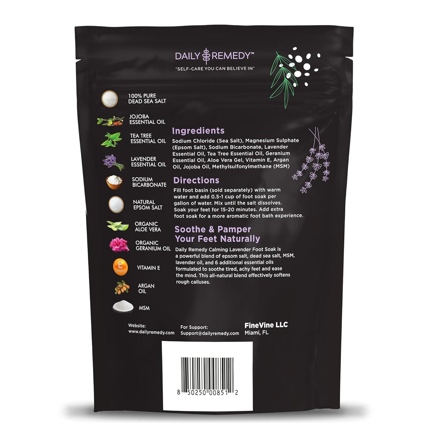 Calming Lavender Foot Soak with Epsom Salt, Made in USA, Foot Soak Soothes Tired Feet, Athletes Foot, Stubborn Foot Odor, Softens Calluses & Helps Treat Toenail, 16 oz 1 lb
