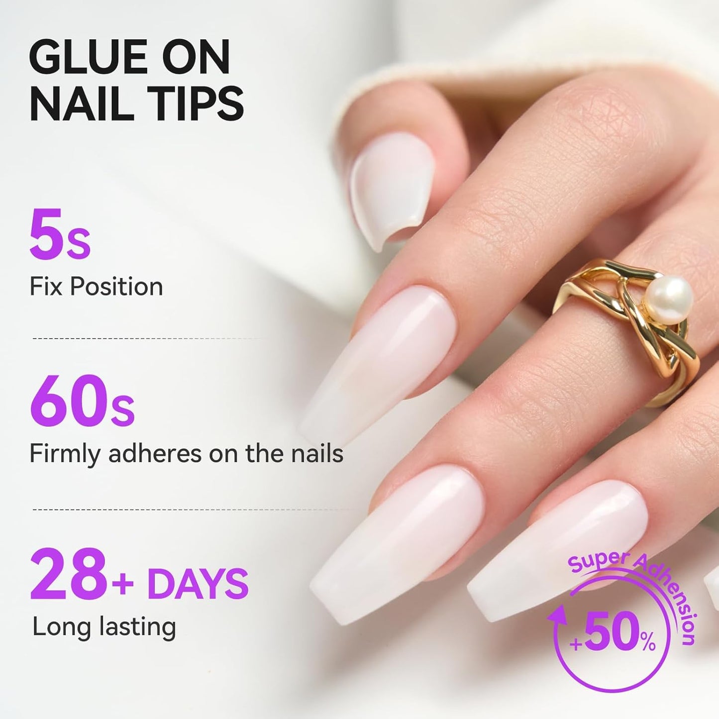 Gelike EC Pro Nail Glue & Strengthener: Milky White 6-in-1 Nail Adhesive for Repair - Strengthening & Protein Repair - Perfect for Home & Salon Use 11759 - UV Needed