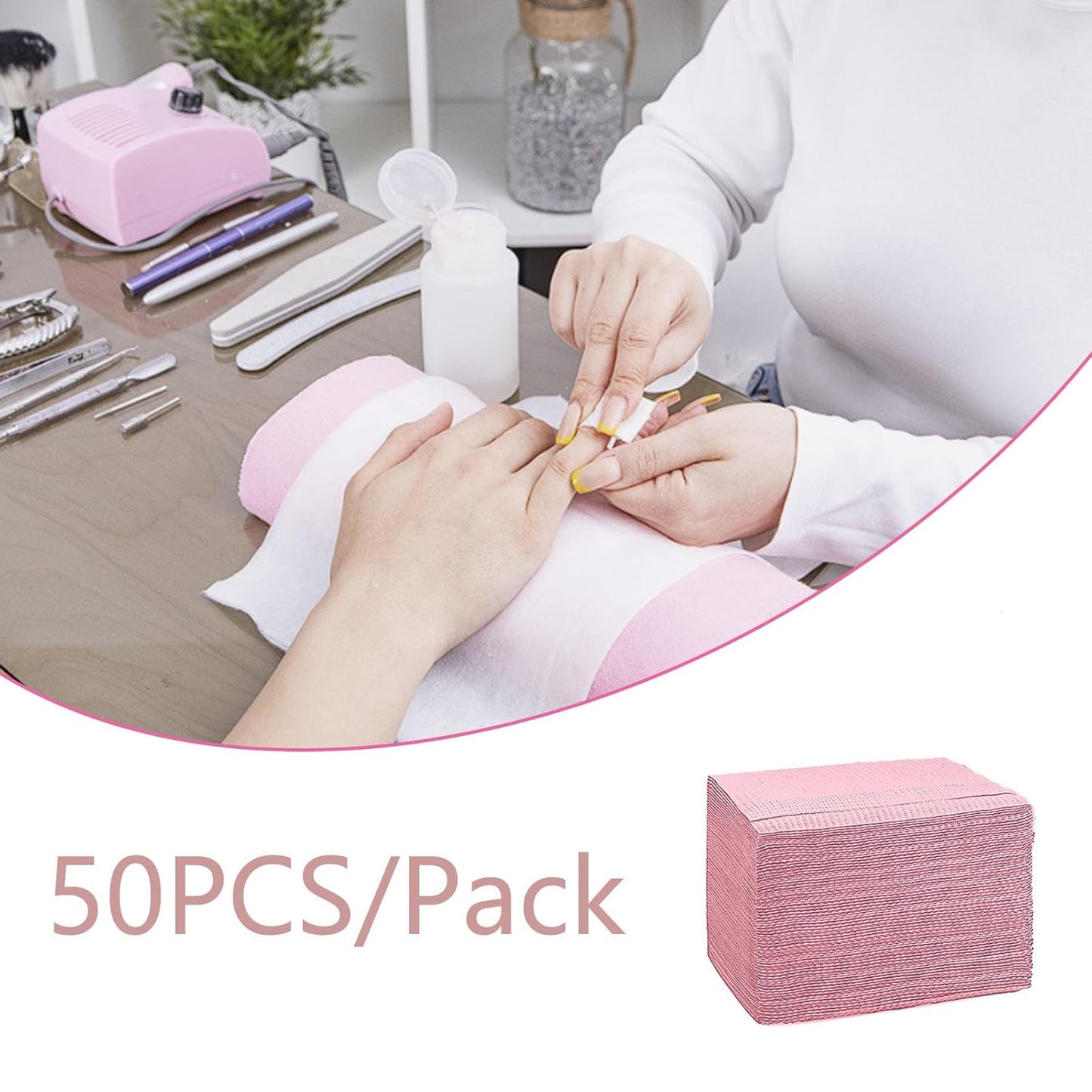 Nail Art Table Mats Disposable Nail Paper Towels,50PCS Pink Waterproof 3 Ply Nail Art Paper 13" X 17" Pads for Nail Table Decoration Kit,Nail Art Accessories