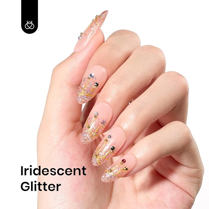 Beetles Glitter Gel Nail Polish 15ML Rose Gold Reflective Pink Gel Polish Dazzling Princess Nail Art Design Manicure Salon (1Pcs)