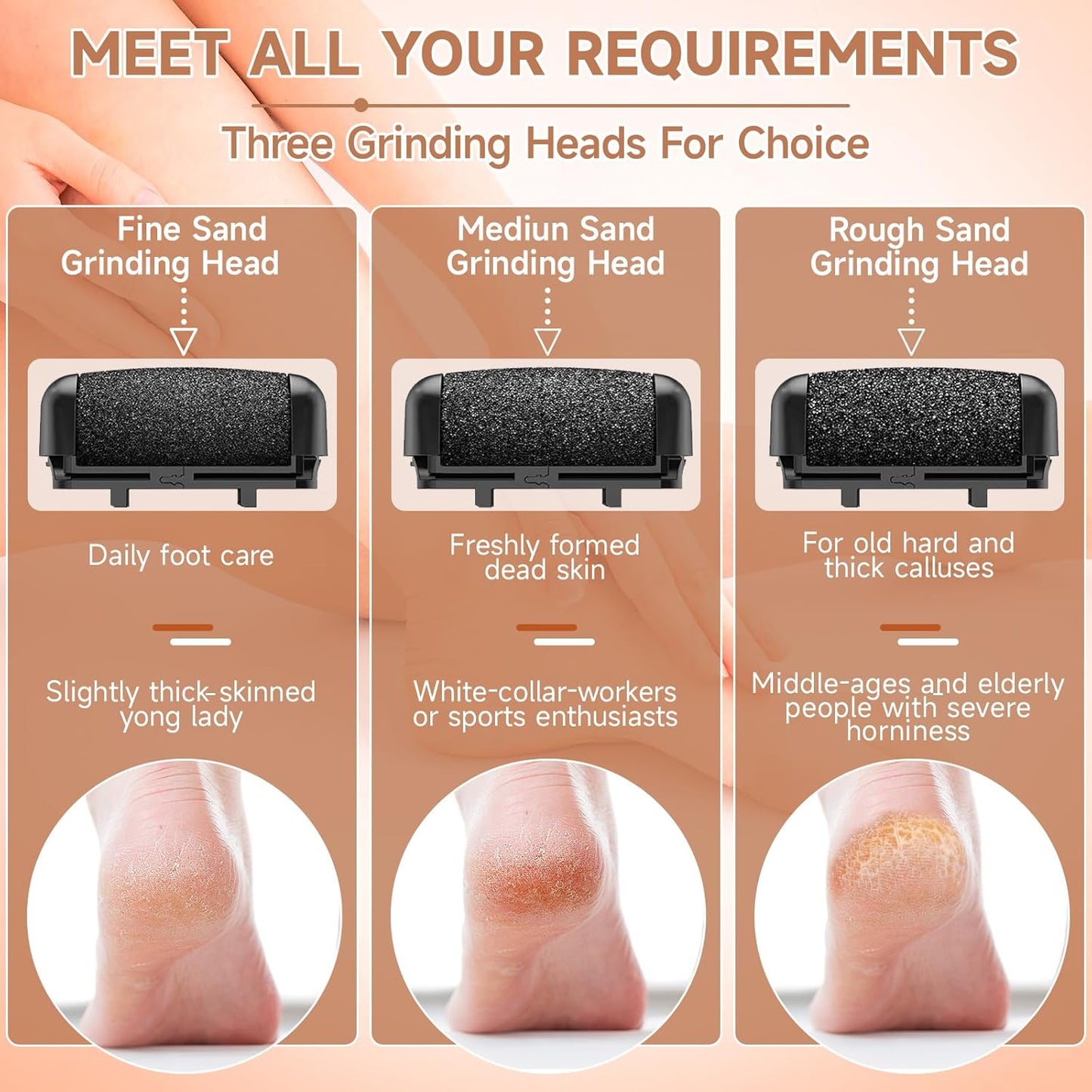 AdamPark Electric Callus Remover for Feet,Rechargeable Foot File Pedicure Kits,Professional Waterproof Pedi Feet Care Tools Wet&Dry Foot Scrubber File for Hard Cracked Dead Skin with Bag