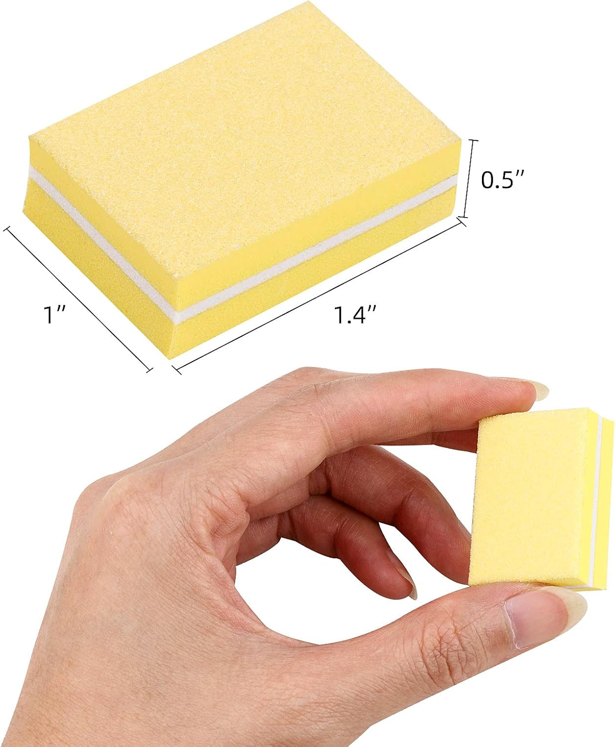 100 Pcs Mini Buffers for Nails 180/100 Grit Nail Buffers for Nail Care(Yellow)