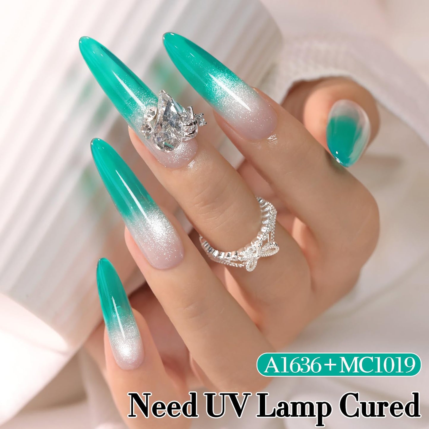 Double Rhythm 0.5 Oz Jelly Gel Polish Same Color Same Bottle Sheer Neutral Natural Light Milky Pastel 15ML Translucent Polish Art DIY at Home (Teal-A1636)