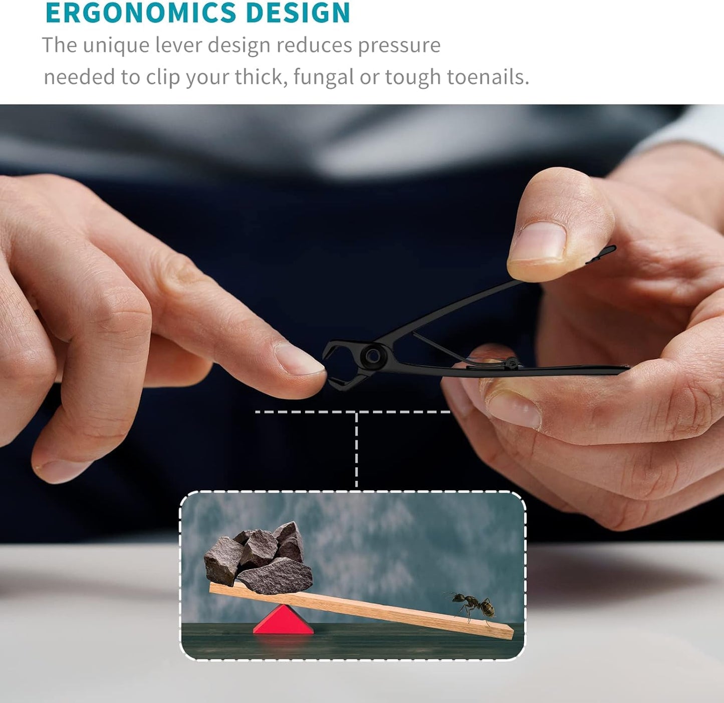 SZQHT Extra Wide Jaw Opening Nail Clippers for Thick Nails Cutter for Ingrown Toenail Clippers & Fingernails Manicure Set,Pedicure Kit,Men & Women(Black)