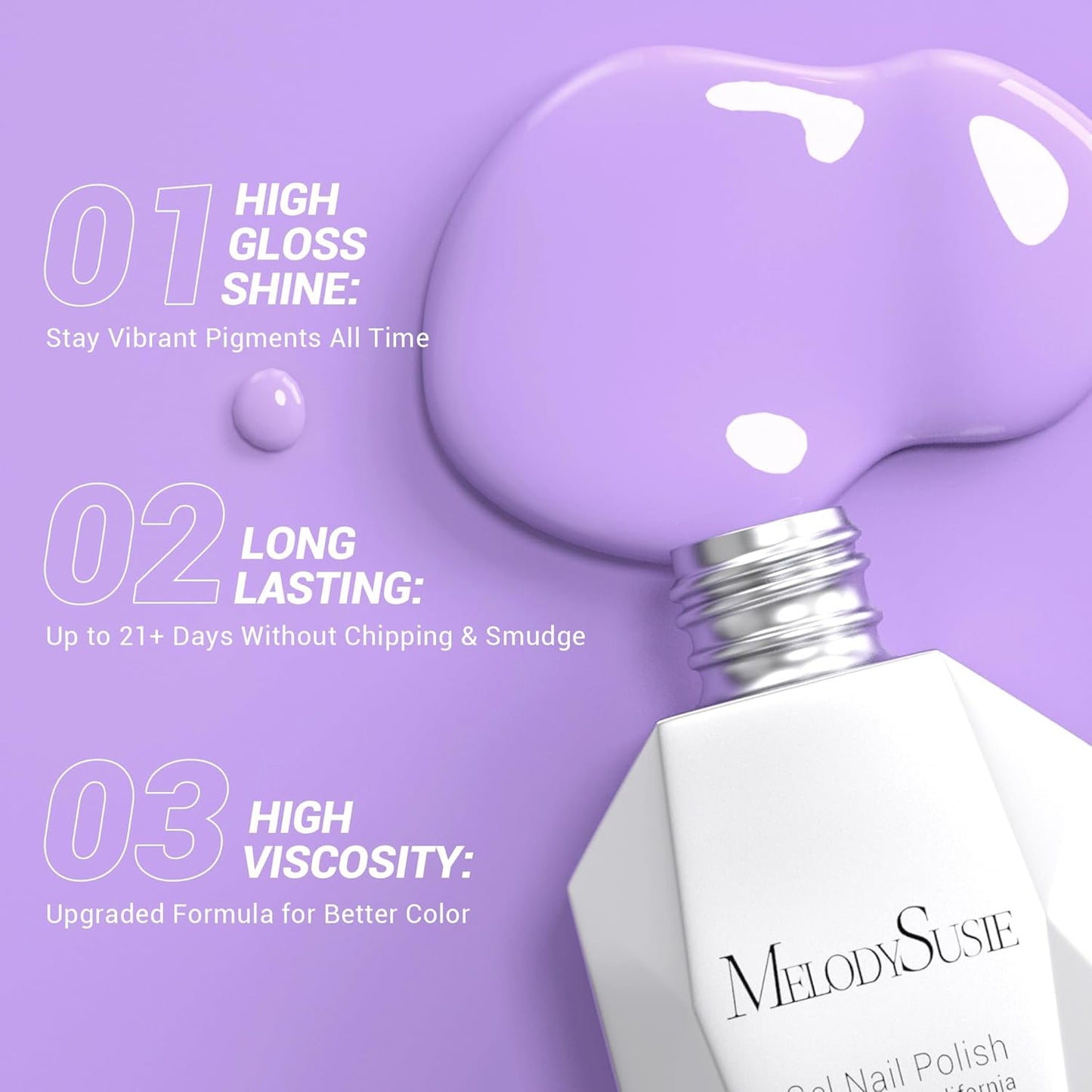 MelodySusie Thick Light Wisteria Purple Gel Nail Polish,0.5fl oz Soak Off UV LED Lavender Purple Gel Polish Gift for Women Nail Art Manicure Salon DIY Nail Design Decoration at Home-449-A1706