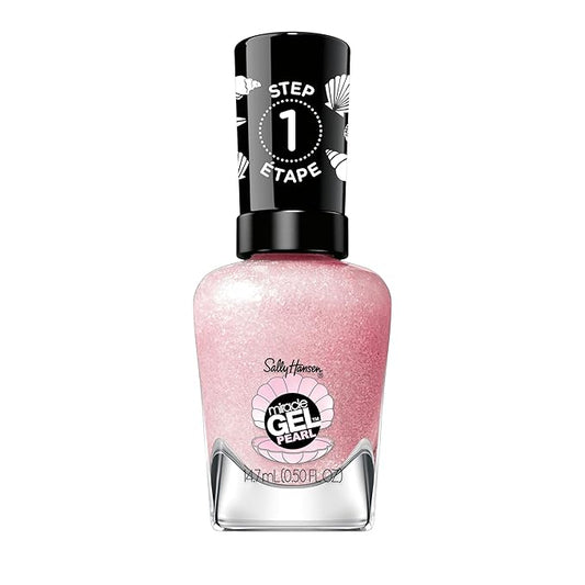 Sally Hansen Miracle Gel Pearls Salon Quality Nail Polish | Gel-Like Formula, Two-Step System, No UV Light Needed, Long Lasting | Sheer, Shimmer | 906 Pink Sand | Nude Pink Nail Color