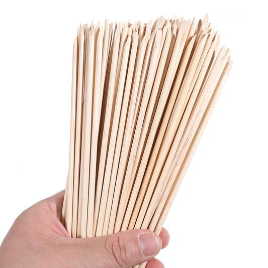 100 PCS 7 Inches Wood Double Heads Cuticle Pusher Stick, Extra Long Orange Wood Sticks for Nails Stick Manicure Pedicure Tool Nail Cuticle Remover and Cleaning Tool Set for Home and Salon