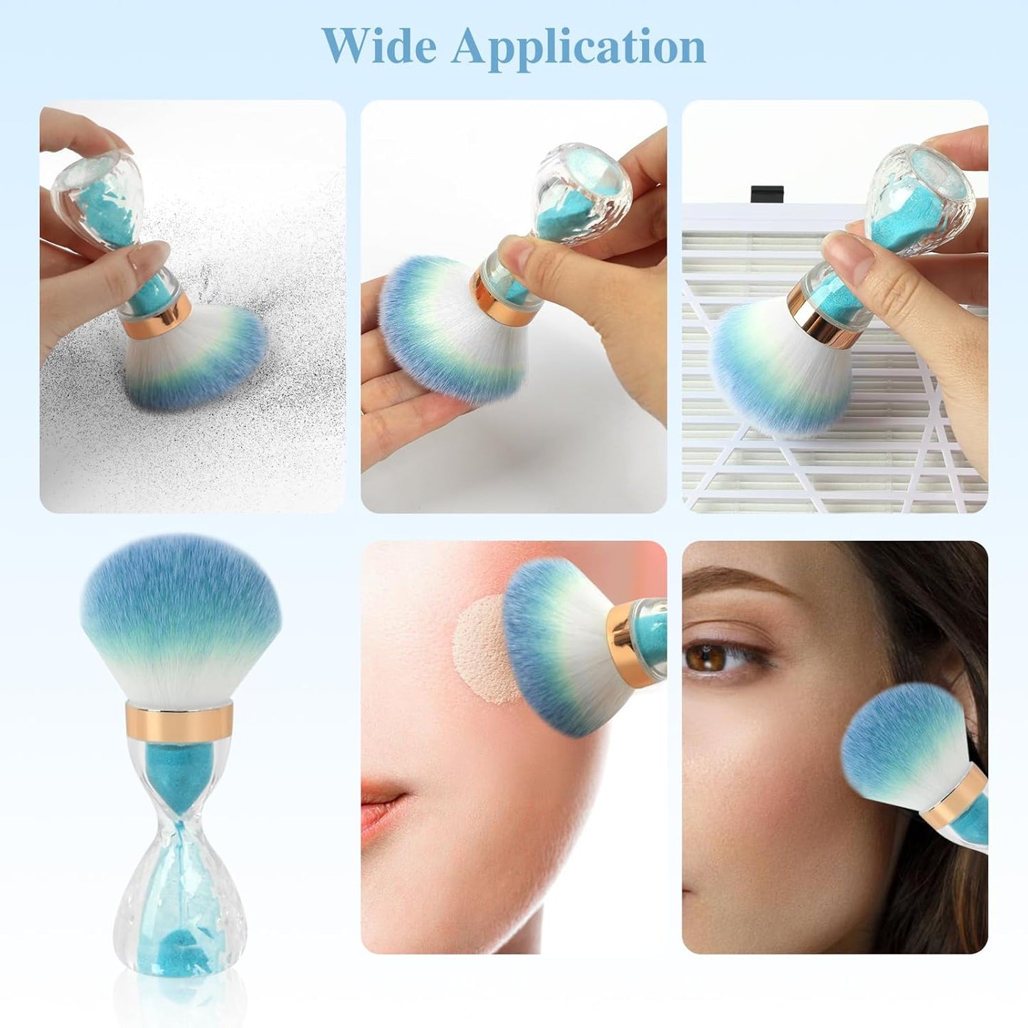 Nail Dust Brush for Acrylic Nails,Soft Brush Nail Art Dust Powder Remover Brushes,Manicure Brush Clean Up Tools for Home Use or Salon Nail Art Brush(Hourglass Blue)
