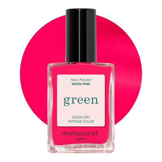 Manucurist Green Neon Pink - Fluorescent Pink Nail Polish - 9-Free, Vegan and Plant-Based - Non Toxic - Made in France - 0.5 fl oz