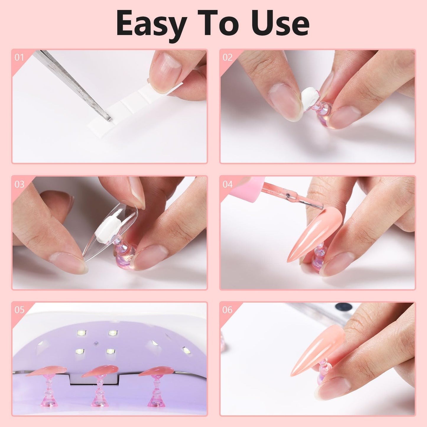 Etercycle Nail Stand Acrylic Nail Art Display Stand Practice Nail Holder for Painting Nails Practice Stands with Reusable Putty (Pink)