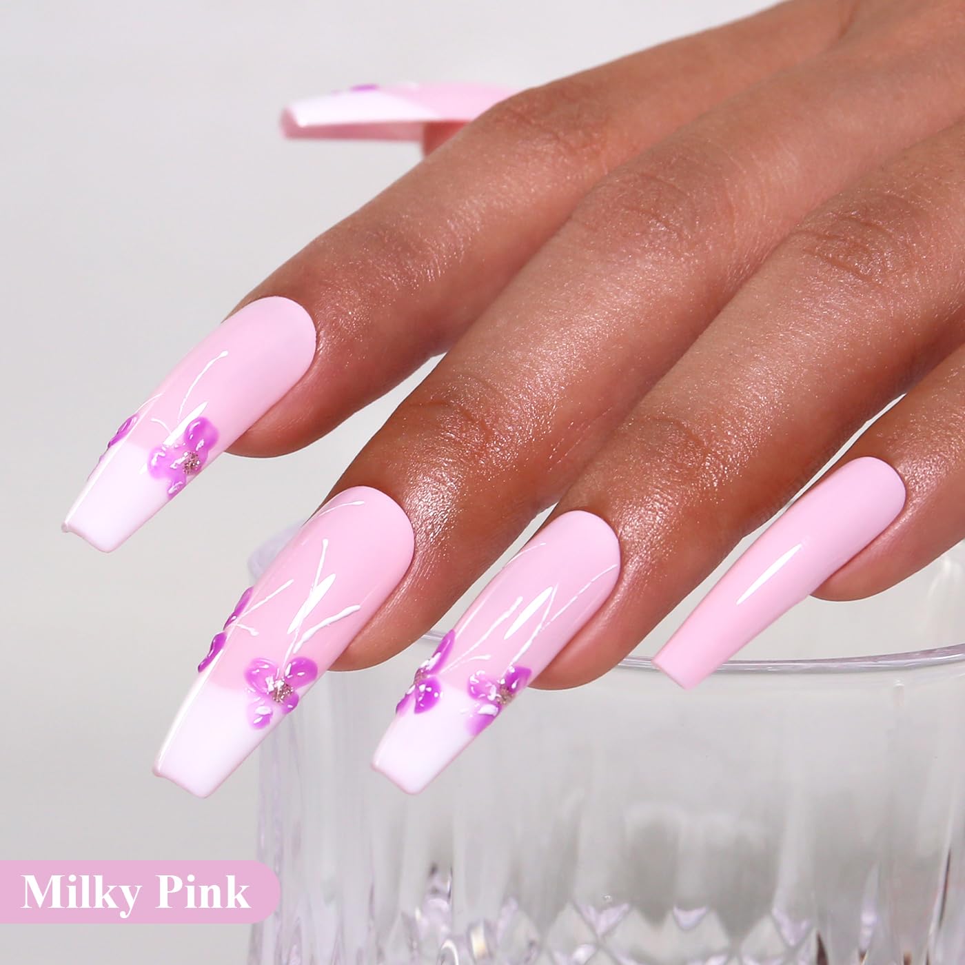 Imtiti Pink Gel Nail Polish, Milky Pink Nail Gel Polish High Gloss Soak Off UV LED Spring Summer Nail Art Manicure Salon DIY Design 10ML