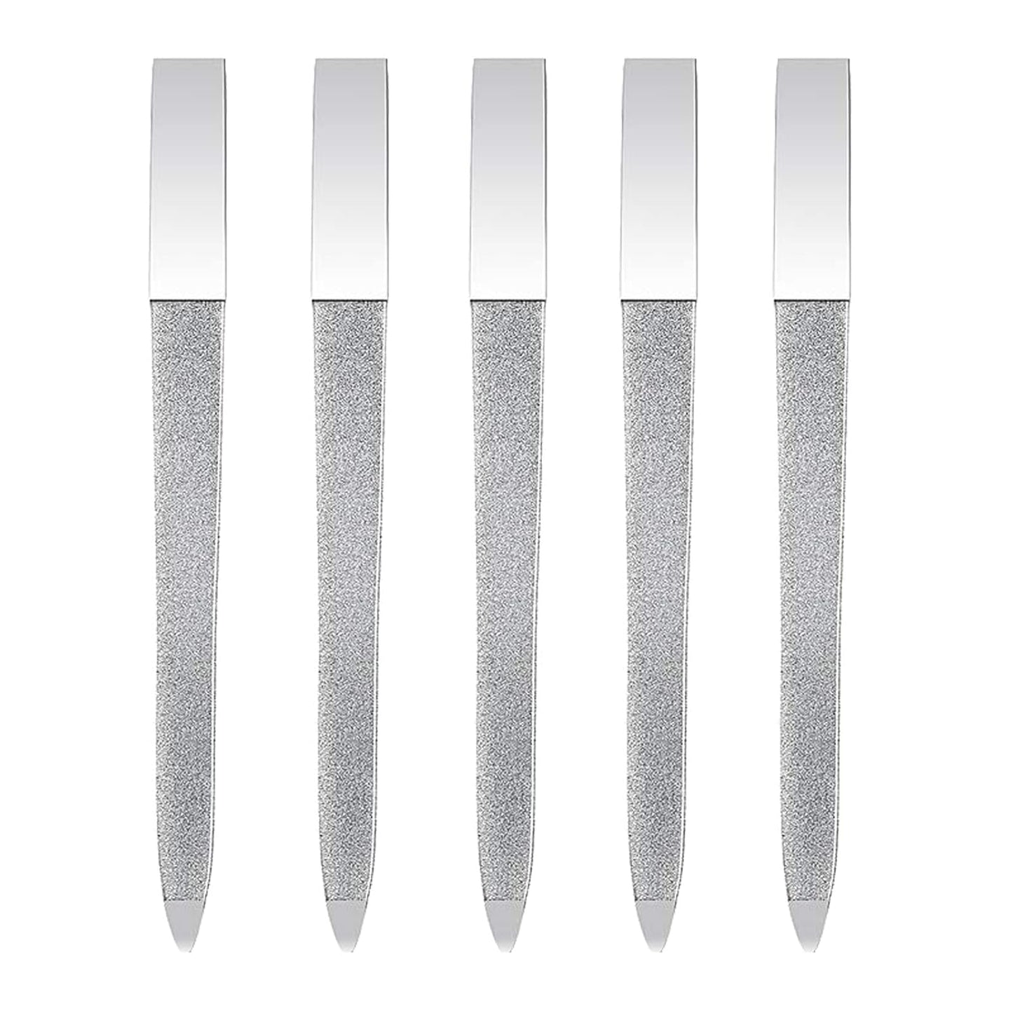 5 PCS Diamond Nail File Double Sided Metal Fingernail Manicure Files for Polish Nail, Removes Nail Ridges 5 Inches