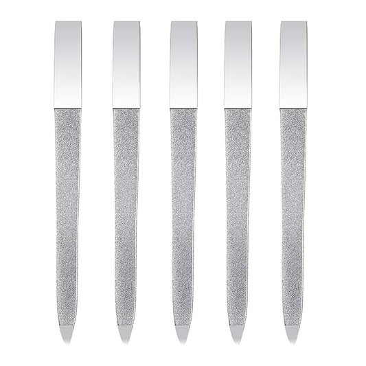 5 PCS Diamond Nail File Double Sided Metal Fingernail Manicure Files for Polish Nail, Removes Nail Ridges 5 Inches