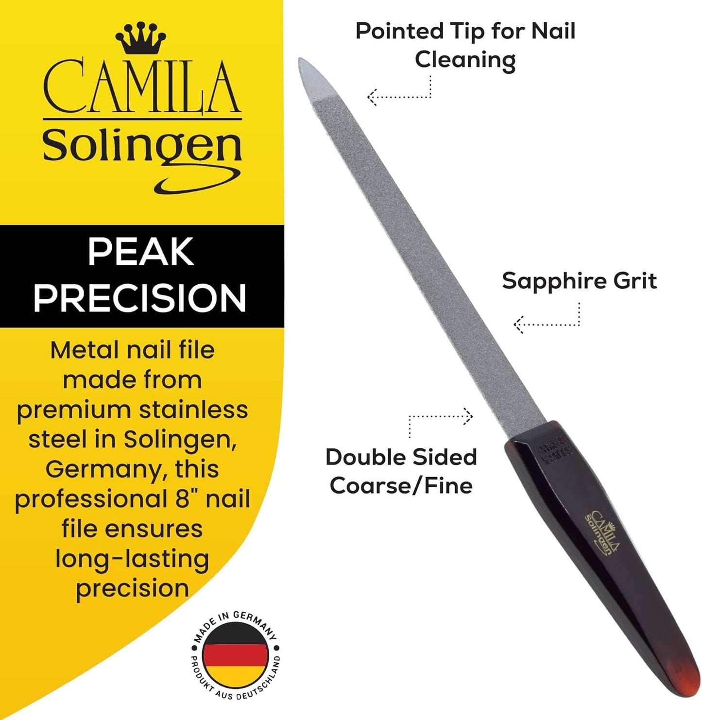 CS13 Large Heavy Duty Toe Nail Clipper for Thick Nails, Manicure and Pedicure & CS19 Large Professional Sapphire Metal Nail File for Fingernail and Toenail, Made in Solingen, Germany