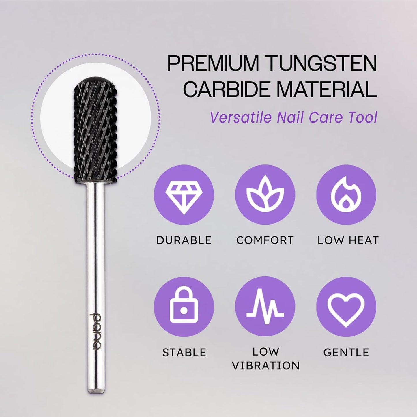PANA 3/32" Small Smooth Round Top Safety Carbide Nail Drill Bit for Gel Polish & Acrylic Removal Nail Salon Manicure Pedicure Electric File Tools (Small Barrel - DLC Black, Coarse)
