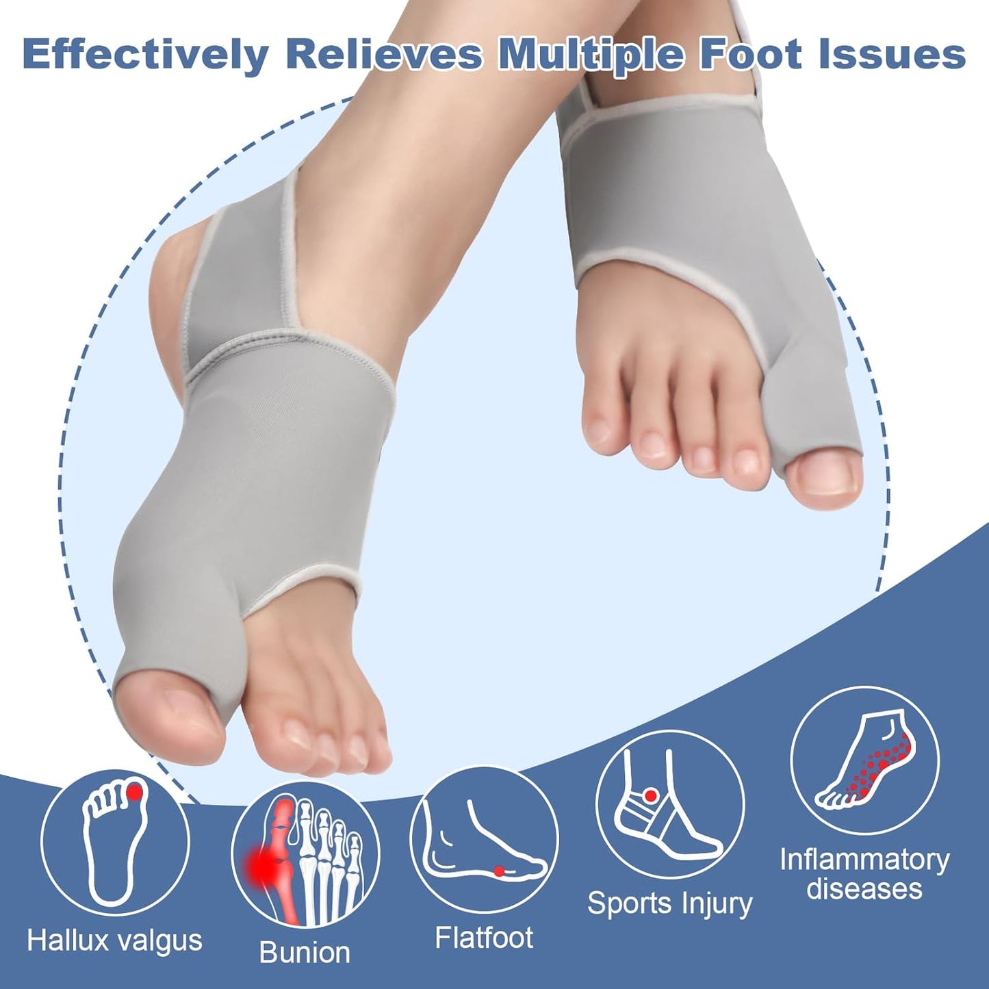 2-Pack Bunion Corrector for Women & Men – Toe Straightener & Spacers, Relieves Bunion, Hallux Valgus & Pain – Comfortable & Breathable, Day & Night Use