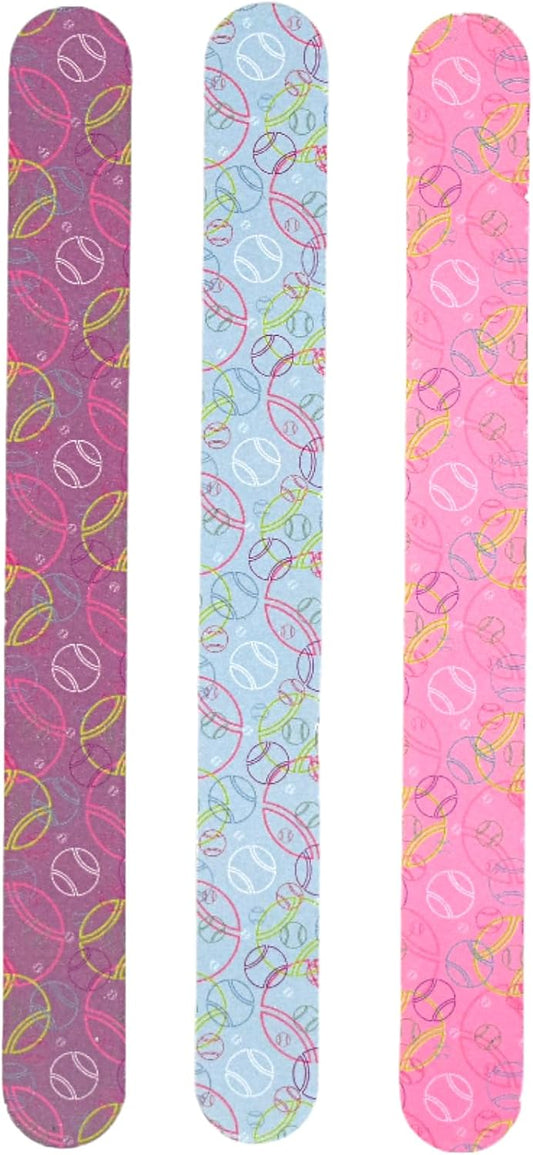 Racquet Inc. - Tennis Nail File 3-Pack - Double-Sided Emery Board for Nail Care, Manicure & Pedicure, Professional Nail Buffer & Filer for Smooth, Shaped Nails