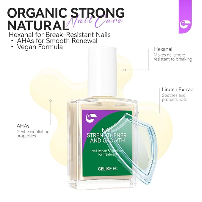 gelike ec Nail Strengthener and Growth Polish: Milky Apricot Protein Nail Repair Treatment for Damaged Nails Quick Dry Hardener Polish for Women at Home 16ml