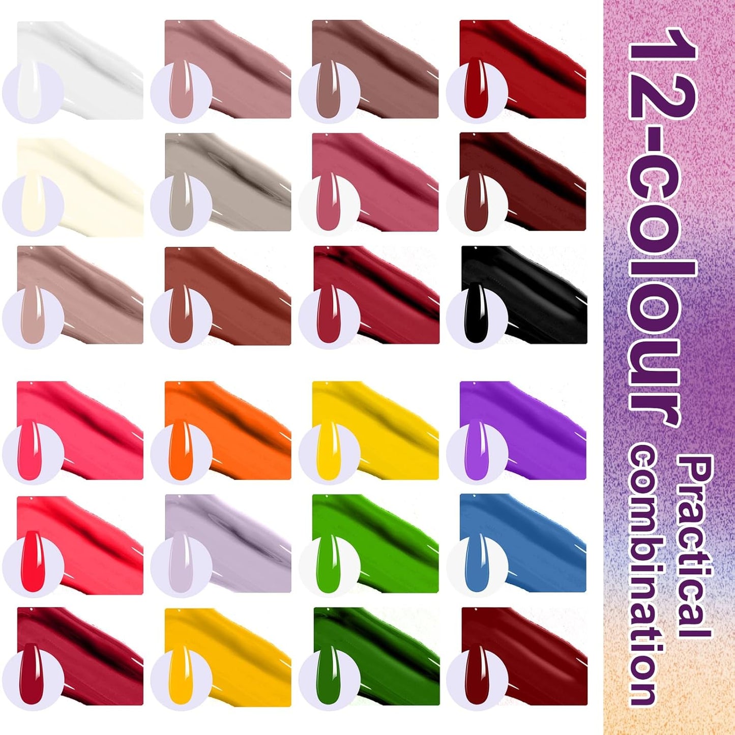 Gradient Painting Gel Set, 24 Bright Neon&Almond Nude Colors Ombre Gel Nail Polish for Light Pigment Pat Nail Gel Kit, Silky Texture, French Manicure DIY Nail Art, No-wipe Soak of UV